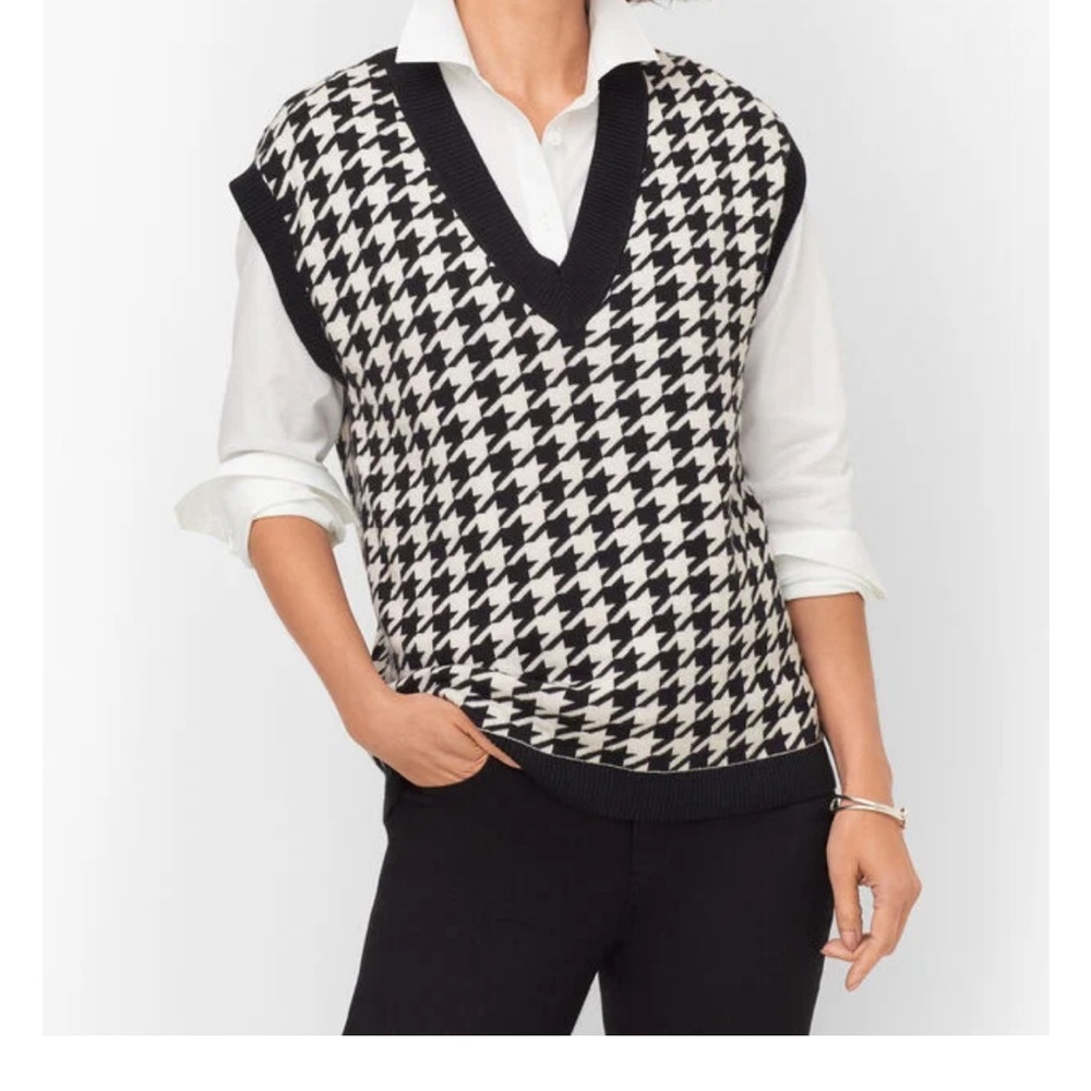 Talbots Houndstooth Sweater Vest - Size M